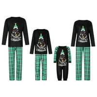 Коледно семейно пижами съвпадащ комплект, тениска за печат с дълъг ръкав с карирани долни PJ на комплекти за сънливо облекло