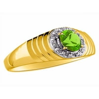 *Rylos Mens Designer Style Halo Peridot & Diamond Ring - август роден камък*14k жълто злато