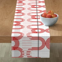 Памучен сатейн масата бегач, 90 - Bauhaus Geometric Pink Grey Absterm Modern Red Mid Century Print Table Landings от Spoonflower
