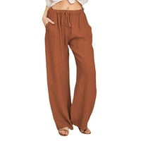 Небрежни панталони за женски небрежен твърд цвят на памучен памучен памучен памук памук памук и бельо памук и ленен портокал