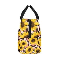Слънчогледови леопардов печат творческа чанта за обяд за обяд за възрастни