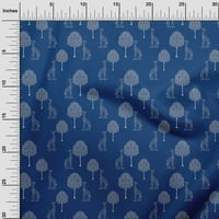 OneOone Cotton Poplin Treem Tree & Giraffe Block Decor Fabric Printed Bty Wide