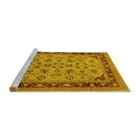 Ahgly Company Machine Pashable Indoor Rectangle Oriental Yellow Traditional Area Cugs, 3 '5'