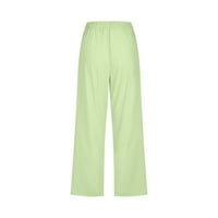 Charella Fashion Womens Небрежно твърд цвят Еластични разхлабени панталони Прави широки панталони за крака с джобни зелени, xxxxxl
