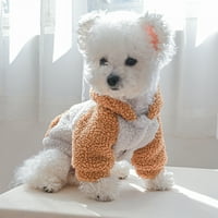 Waroomhouse Dog палто цвят блокира меко удобно уплътнено двукрано руно качулка зима за домашни любимци дрехи за открито