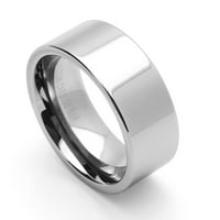 Мъжки волфрамов карбид сватбена лента Ring Comfort Fit Flat Shiny за мъже и жени