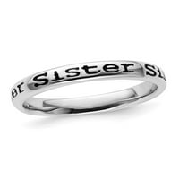 Стерлинг сребърен черен емайлиран сестрински лента пръстен
