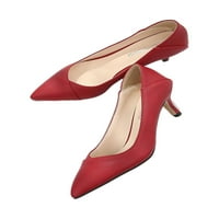 Gomelly Womens Pumps Slip on Pump Shoes Обувки с рокля с рокля с неплъзгащи се средни токчета офис парти червено 5.5