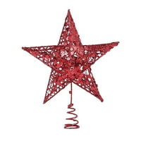 Пет-точкови звездни декорации коледно дърво звезда коледни декорации с пайлет червено