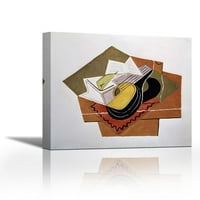 Натюрморт с китара - съвременен изящно изкуство Giclee on Canvas Gallery Wrap - Décor на стена - Арт живопис - Готов за окачване