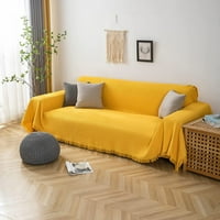 Пълчици за кърпа за кърпа памучен плетен диван капак за възглавница диван универсален плътна цветна мебел протектор диван за покритие за хол домашна декорация-светлина сиво-180 × (71 × 11