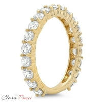 1. CT блестящ кръгъл крой истински култивиран диамант Si1-Si I-j Solid Real 14k Жълто злато вечността Дизайнерски дизайнер Art Deco Dainty Promise Сватба bw размер 10.5