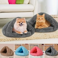 Плюшено гнездо на домашни любимци Триъгълник Форма твърд цвят мек комфортно топло куче котка спално легло