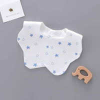 Muslin Bibs, бебе бандана слюнка кърпа за памук измито с дрозване на зъби мек шал бебе трислой с уплътнена роза биб анимационен печат водоустойчив и мръсотия на Baby Baby Satile Custel Blue