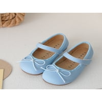 Ritualay Girl Mary Jane Comfort Ress Boes Bowlot Flats Небрежни сладки кожени обувки Деца деца глезена Синьо 11.5C