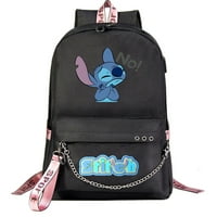 Bzdaisy Double Pocket Backpack с компютърна защита и USB зареждане - Lilo & Stitch Тема Униз за деца тийнейджър