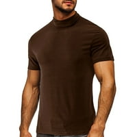 Мъжки тениски за клирънс с къс ръкав Основен макет Turtleneck Slim Fit Undershirt Pullover Summer Solid Tops