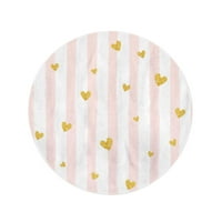Кръгла плажна кърпа одеяло розов модел златно сърце конфети върху райета червена любов пътека кръг кръгови кърпи мат мат гоблен плаж хвърляне