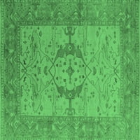 Ahgly Company Indoor Square Oriental Emerald Green Industrial Area Rugs, 3 'квадрат