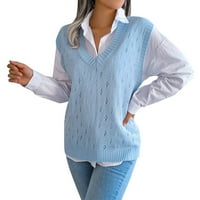 Sngxgn дамски зимен ежедневен пуловер резервоар хлабав пуловер пуловер пуловер жени жени, синьо, размер s