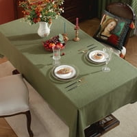 Innerwin покривка за домашен декор за декор за миещи се луксозни кърпи за маса покрива празничен правоъгълник водоустойчив плътно цвят памучно бельо кухня зелено 135*