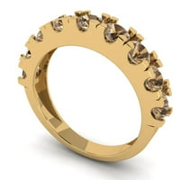 1. CT Brilliant Round Cut симулиран шампанско 14k жълто злато, подреждаща се лента SZ 8.75