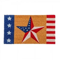 Evergreen Floor Mat Patriotic Star Coir Mat, 28 '' 16 ''