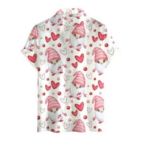 Мъжкият ден на Свети Валентин отпечатан кратък ръкав свободен бутон ежедневна риза