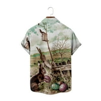 Хавайски тениски за мъже-Великденски заек Кратко ръкав плаж върхове зайче отпечатани ревели върхове върхове с джоб, 10, възрастен-XL