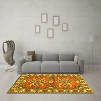 Ahgly Company Indoor Round Геометрично жълто традиционно килими, 4 'кръг