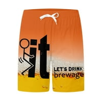 Xysaqa Мъжки плувни стволове лято смешно отпечатано бира празнично парти плаж къси панталони ежедневни еластични джобове