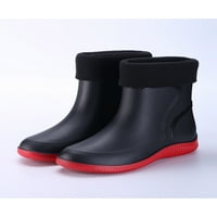 Glookwis Unise Work Shoe Cound Toe Garden Shoes Водоустойчиви дъждовни ботуши Женски комфорт Лек тегло неплъзгащо се на червено 5