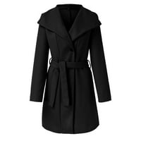 Якета kali_store за женски бутон за жени надолу по -голям сако с дълъг ръкав топло палто на шерпа с джобове черно, l