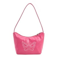 Жени момиче чанта Pu кожа чанта за рамо пеперуда отпечатък y2k със затваряне на цип за ежедневен живот