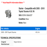 Стартер - Съвместим с - Toyota Tacoma 4.0L V 2009