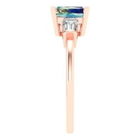 1. CT Brilliant Square Emerald Cut Clear Simulated Diamond 18K Rose Gold Три камък пръстен SZ 9.25