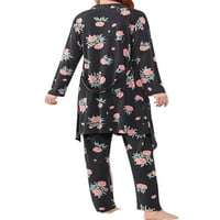Niuer жени нощни дрехи три спални дрехи флорални принт пижами комплекти тоалети салон комплект екипаж ший резервоар черно l