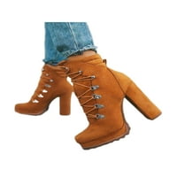 Gomelly Platform Boots for Women Heeted Combat Boots Кокетни обувки на петата Кръг пръст Данте