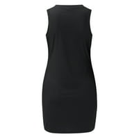 iopqo черни рокли за жени летни ежедневни без ръкави кръгла шия плътно прилепване на мини рокля рокля