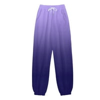 Yubnlvae Linen Pants Жени Лятни модни панталони за жени Небрежен градиент отпечатък от дънни суитчъри джобове с висока талия спортна фитнес зала за джогинг панталони Панталони женски панталони