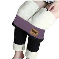 Женски плюс размер руно облицовани топлинни гамаши еластични талии от печат черни йога панталони зимни тренировъчни гамаши S-5XL