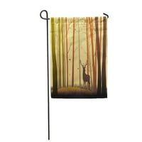 Вектор силует на елен в гората по време на есенно градинско знаме декоративно знаме къща банер