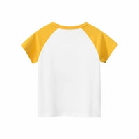 Caveitl 6- години бебе момчета кръгла шия с къс ръкав памук модна тениска за печат на английски език с къс ръкав запушване блуза и риза жълта