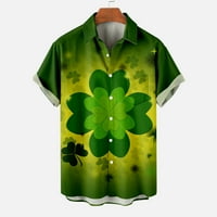 Zunfeo Hawaiian риза за мъже- Плажни върхове на плажа отпечатани копчета Модни удобни ризи с къс ръкав с джобове Св. Патрик Топс Жълти 4