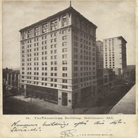 Американска сграда, Балтимор, Мериленд Плакат за печат от Мери Еванс Гренвил Колинс Колекция пощенски картички