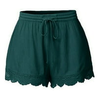 Жени къси панталони Модна дантела плюс размер Въже вратовръзка йога спортни гамаши панталони зелено s