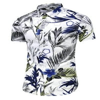 Капрез мъже листо отпечатана тениска небрежен бутон надолу тениска плаж тийнейджър