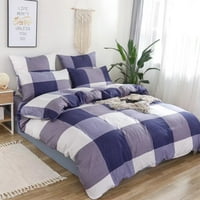 Комплект за покритие на одеяло луксозна решетка рисуване домашен текстил спален костюм с покривки за възглавници, близнаци