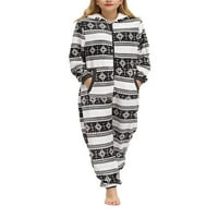 Bomotoo жени Зимна термична шезлонг Коледна цип Zip Up Romper Jumpsuit One Fleece Cooded Pajamas Sleepwear for Lady Girl