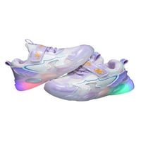 Lumento Kids Running Shoe Luminous Sneakers LED леки атлетични обувки Модни обучители спортни вълшебни ленти ежедневни лилави 10toddlers